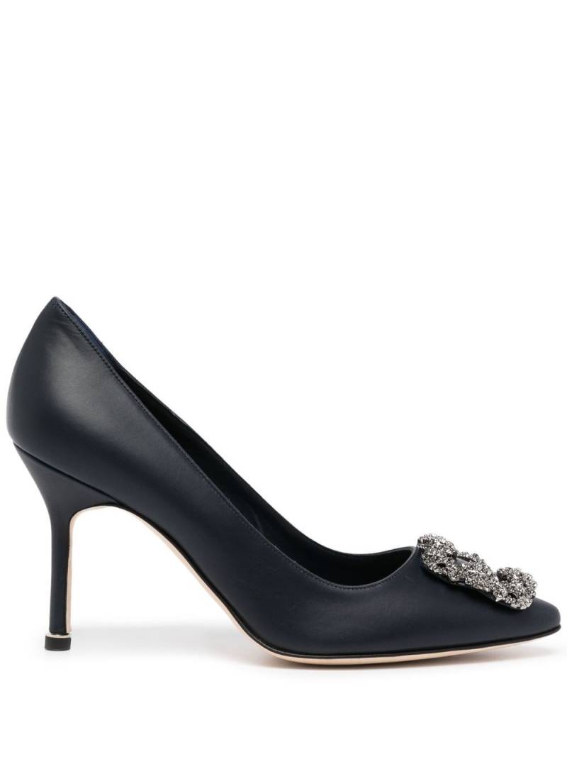 Manolo Blahnik Hangisi 70mm embellished buckle pumps - Black von Manolo Blahnik