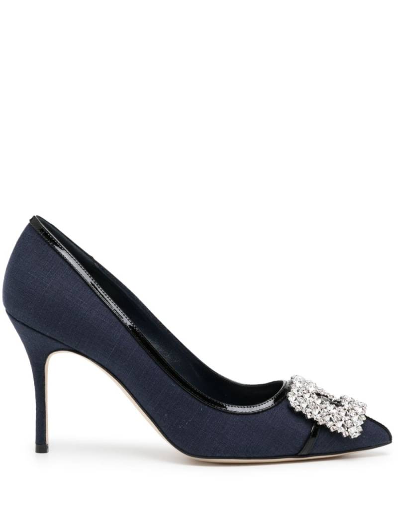 Manolo Blahnik Hangisi 80mm crystal-embellished pumps - Blue von Manolo Blahnik