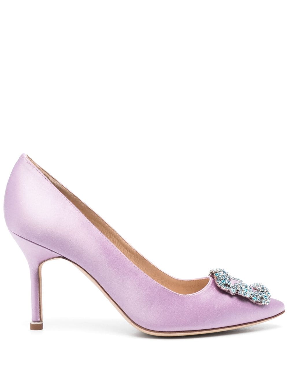 Manolo Blahnik Hangisi 80mm satin pumps - Purple von Manolo Blahnik