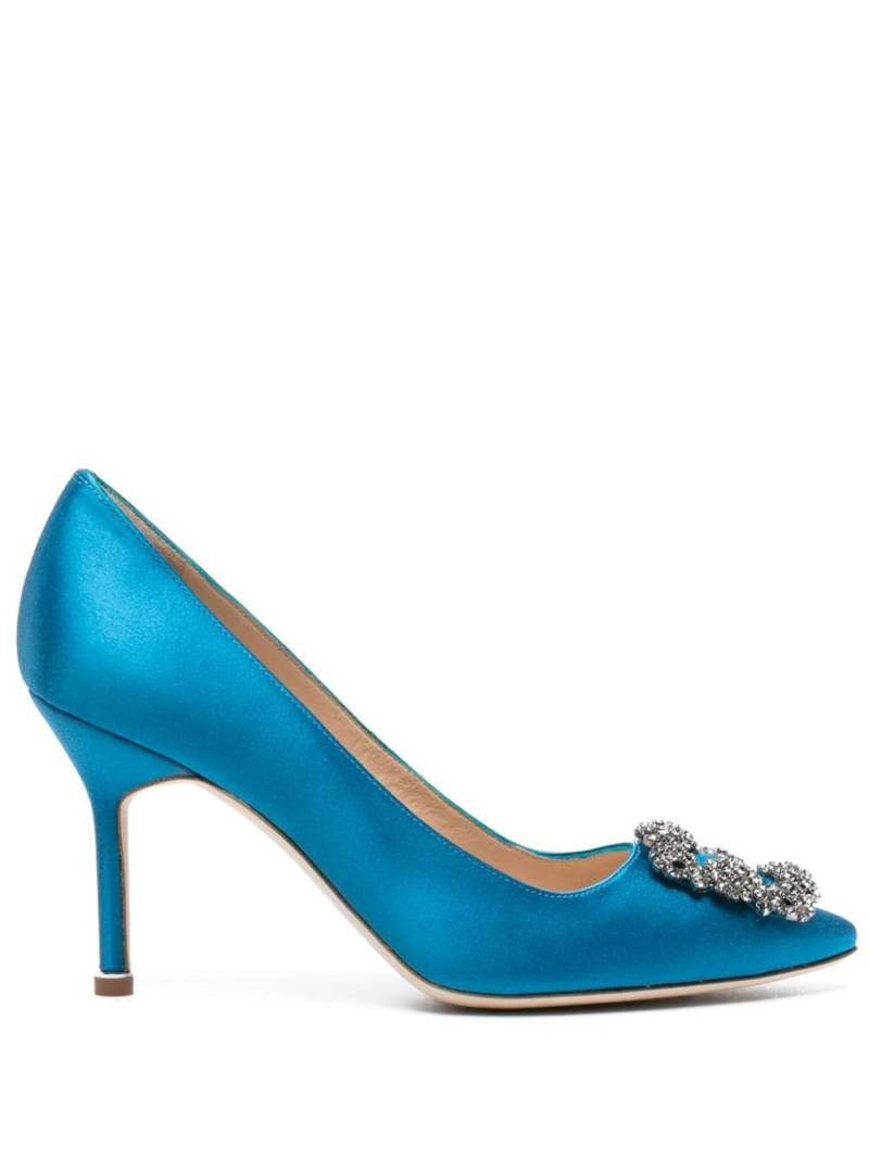 Manolo Blahnik Hangisi 90mm embellished satin pumps - Blue von Manolo Blahnik