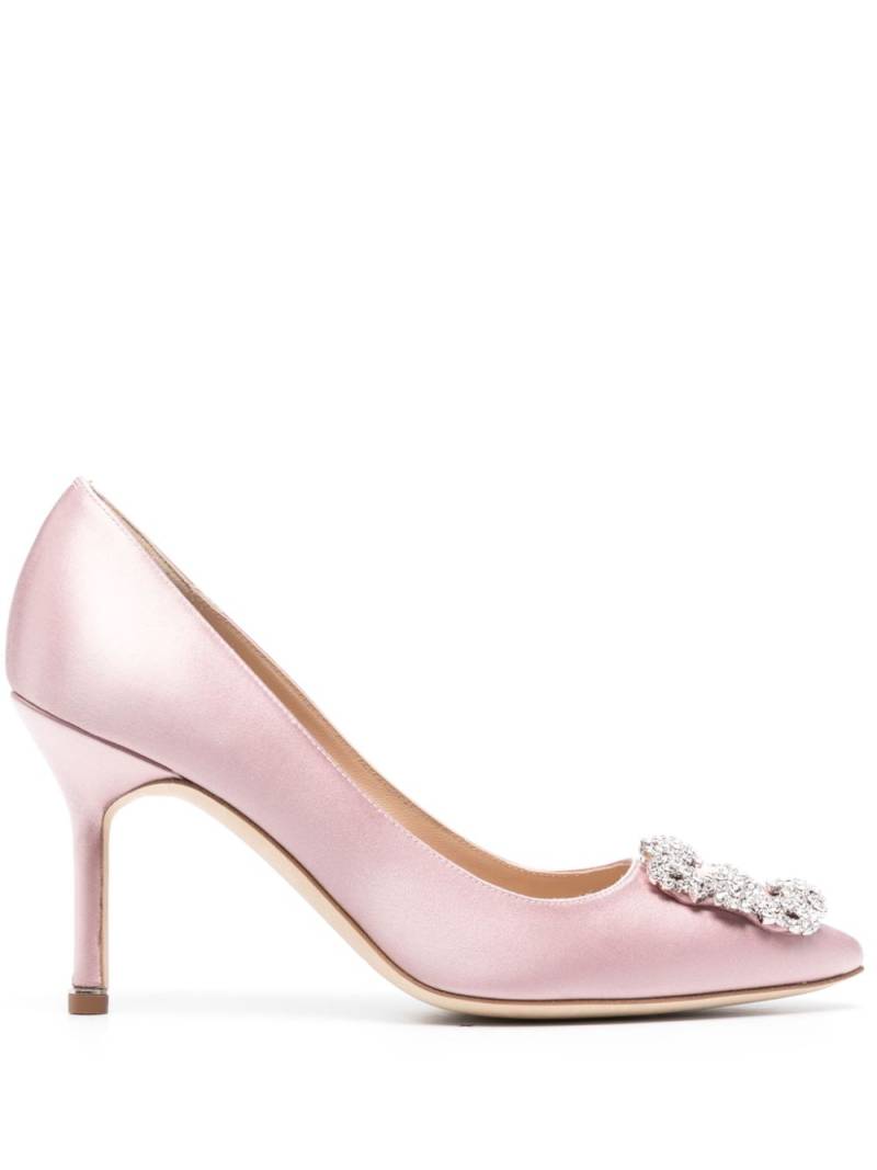 Manolo Blahnik Hangisi 90mm jewel buckle pumps - Pink von Manolo Blahnik