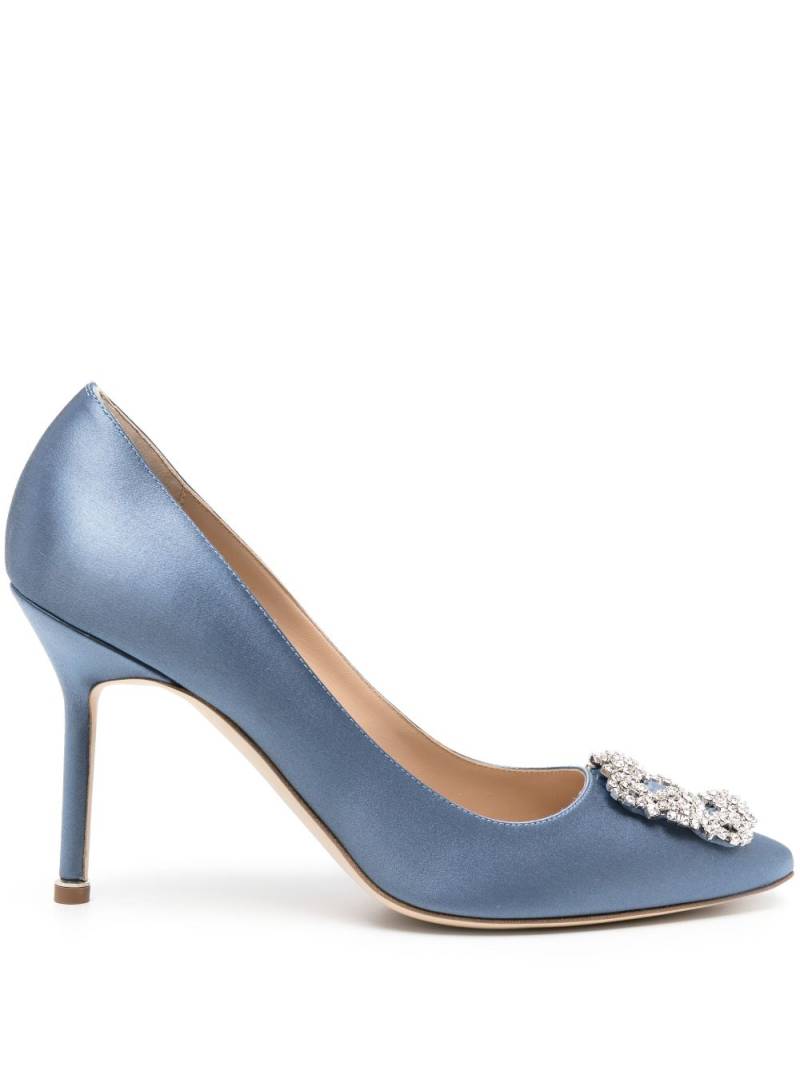 Manolo Blahnik Hangisi 90mm satin pumps - Blue von Manolo Blahnik