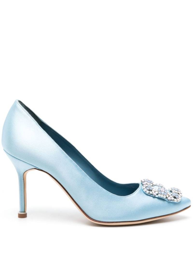 Manolo Blahnik Hangisi 90mm satin pumps - Blue von Manolo Blahnik