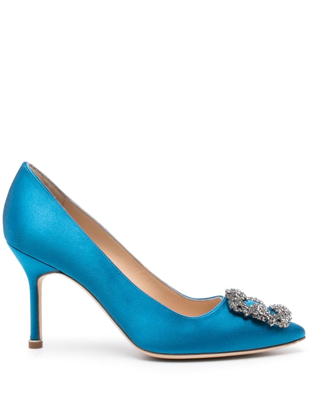 Manolo Blahnik Hangisi 90mm satin pumps - Blue von Manolo Blahnik