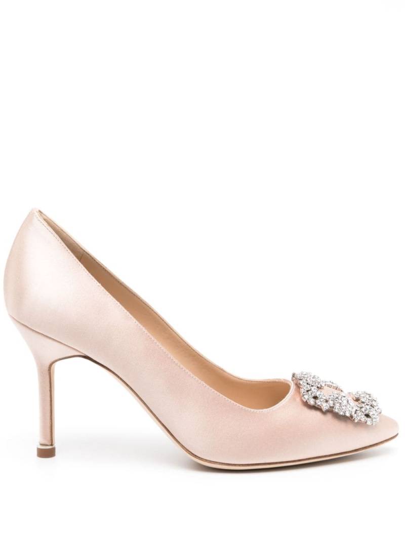 Manolo Blahnik Hangisi 90mm satin pumps - Neutrals von Manolo Blahnik