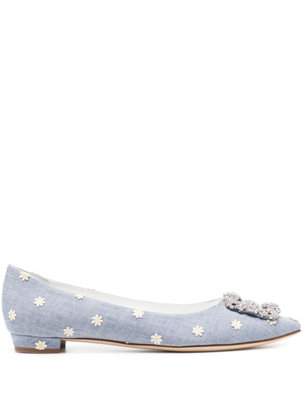 Manolo Blahnik Hangisi Daisy ballerina shoes - Blue von Manolo Blahnik