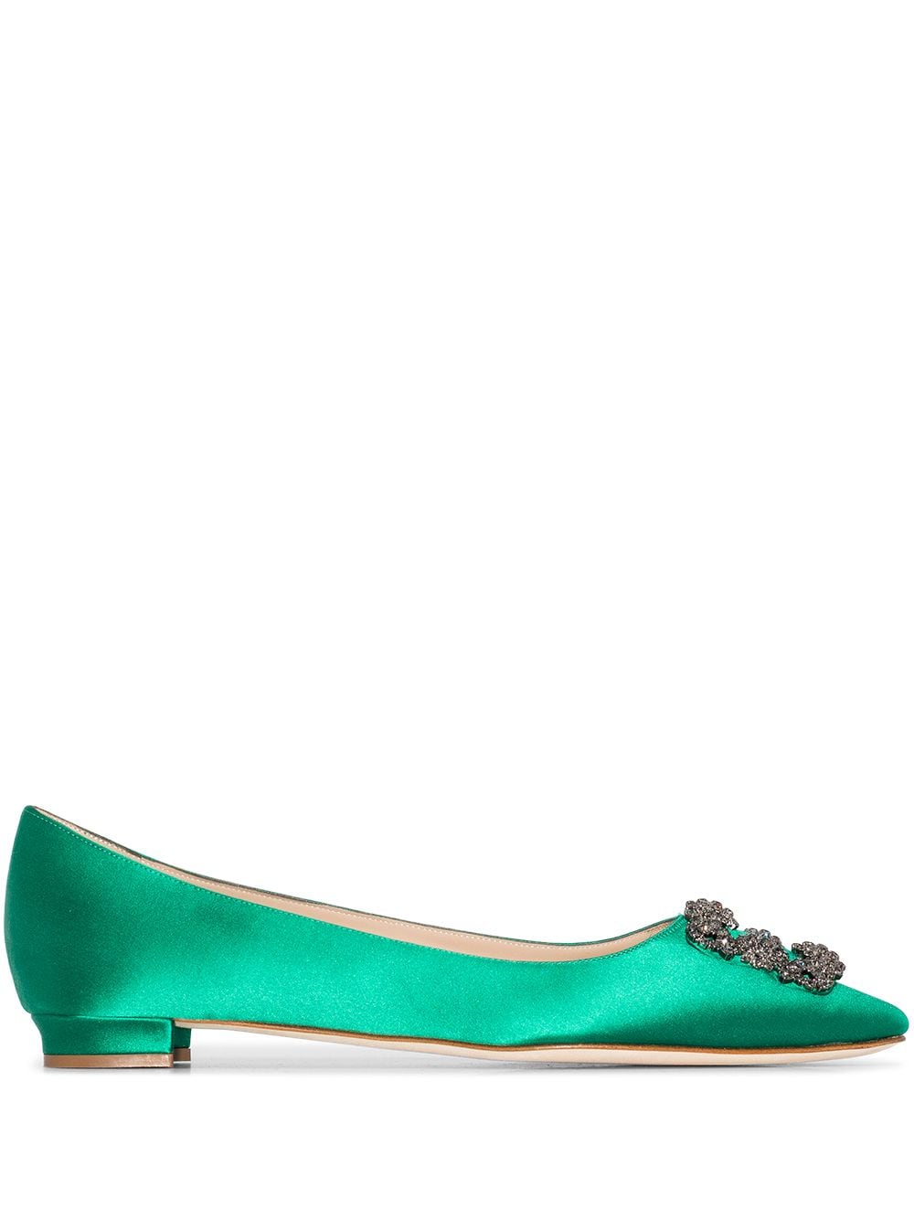 Manolo Blahnik Hangisi appliqué flat pumps - Green von Manolo Blahnik