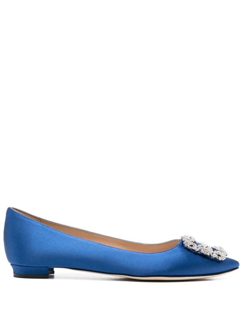 Manolo Blahnik Hangisi buckle-detail ballerina shoes - Blue von Manolo Blahnik