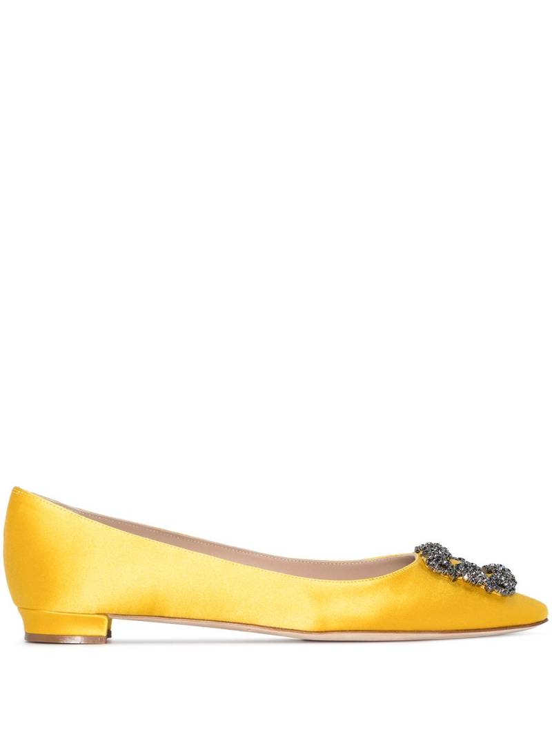 Manolo Blahnik Hangisi buckle-detail ballerina shoes - Yellow von Manolo Blahnik