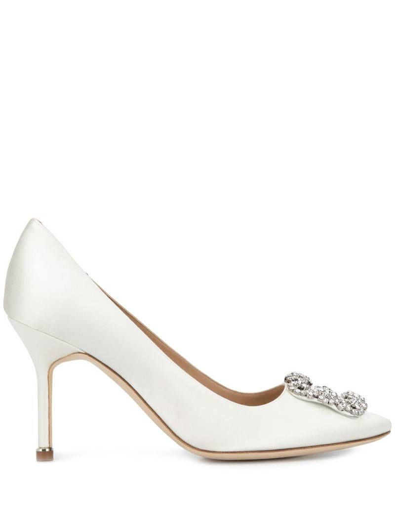 Manolo Blahnik Hangisi buckle pumps - White von Manolo Blahnik