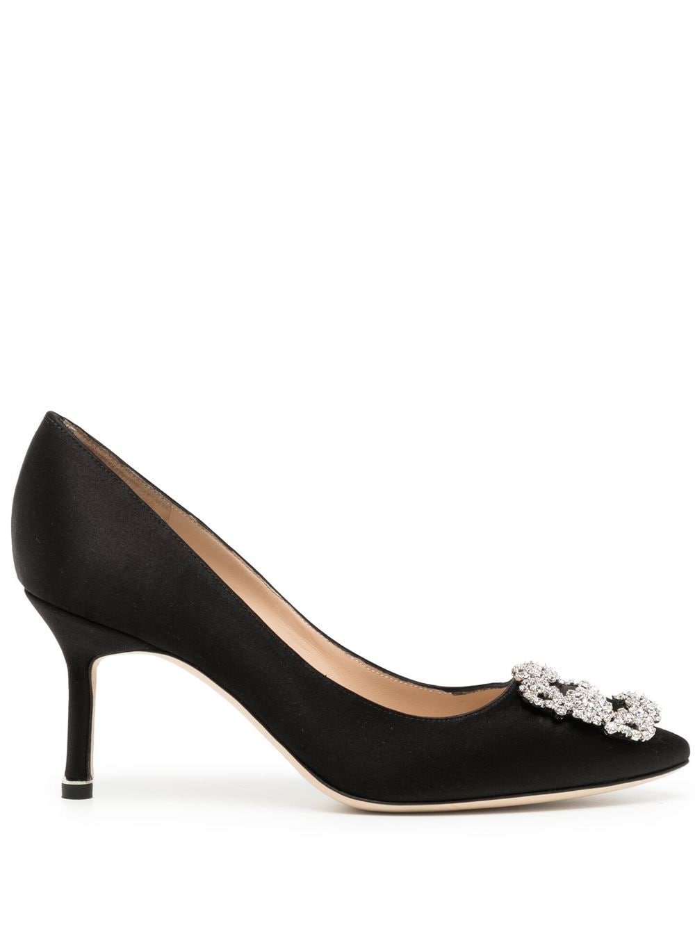 Manolo Blahnik Hangisi crystal-buckle 70mm pumps - Black von Manolo Blahnik