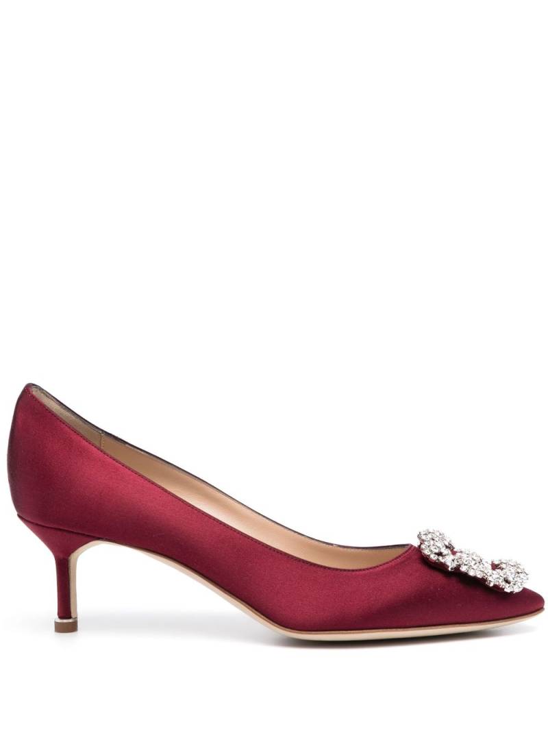 Manolo Blahnik Hangisi crystal-buckle pumps - Red von Manolo Blahnik