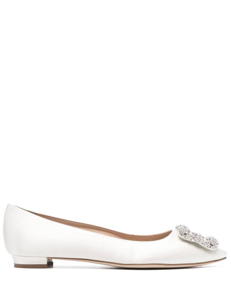 Manolo Blahnik Hangisi crystal embellished ballerinas - Neutrals von Manolo Blahnik