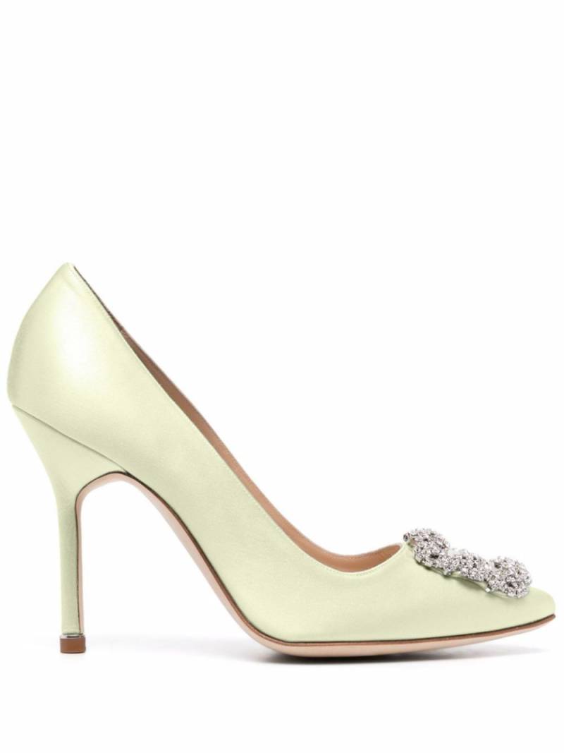 Manolo Blahnik Hangisi décolleté embellished pumps - Green von Manolo Blahnik