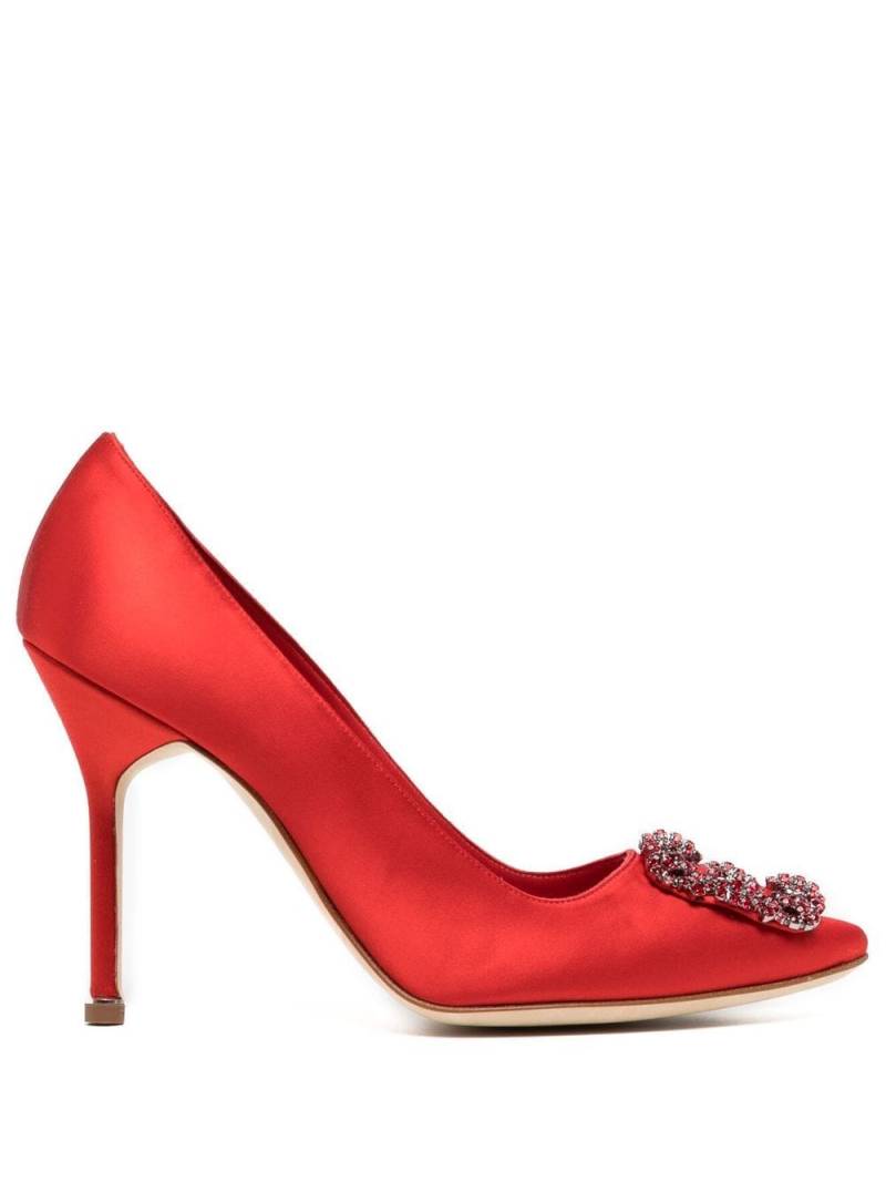 Manolo Blahnik Hangisi jewel-buckle 105mm pumps - Red von Manolo Blahnik