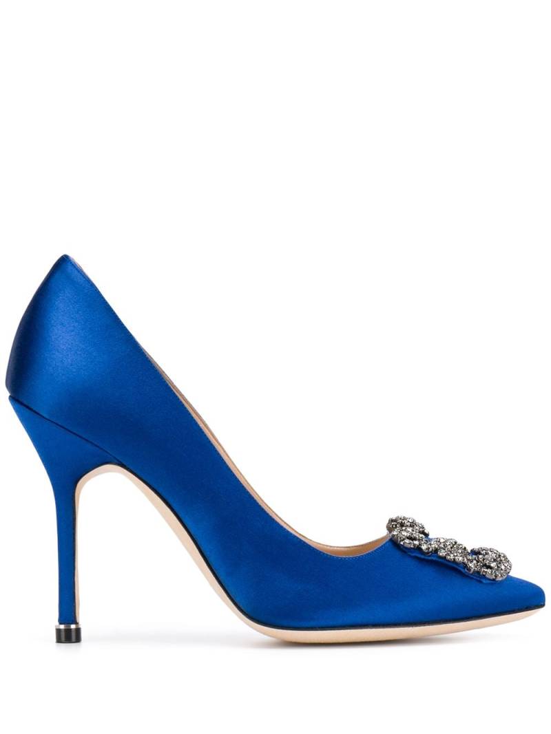 Manolo Blahnik Hangisi 105mm jewel-buckle pumps - Blue von Manolo Blahnik