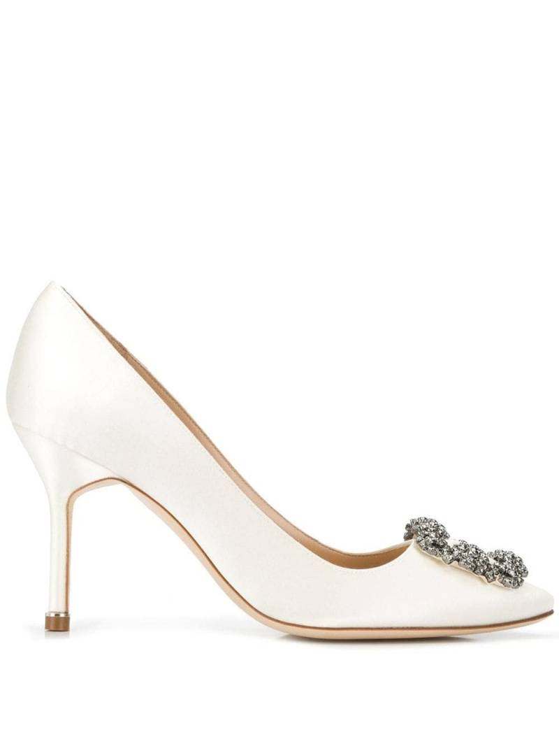 Manolo Blahnik Hangisi 90mm satin pumps - Neutrals von Manolo Blahnik