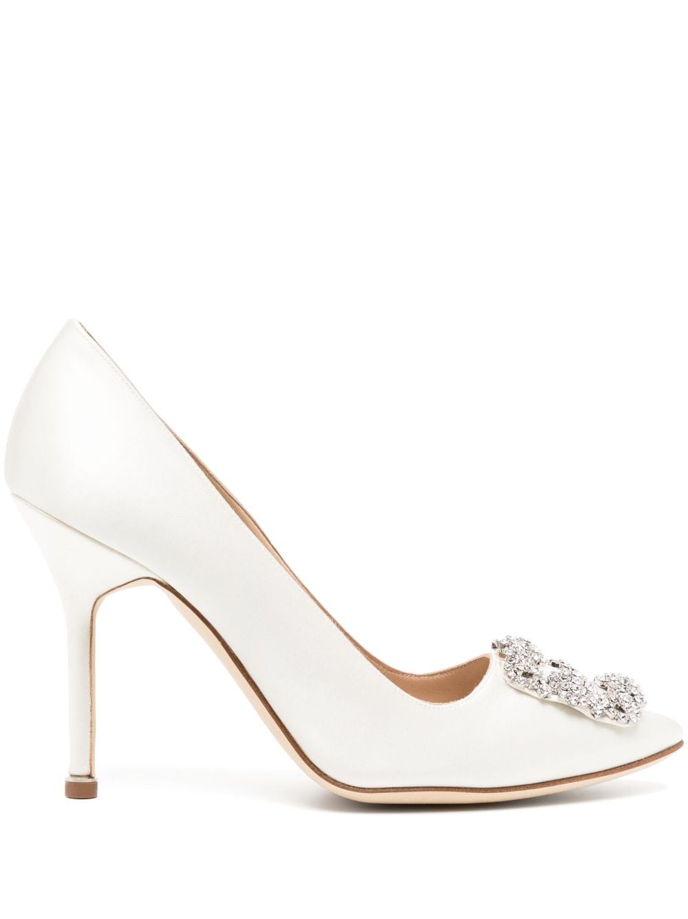 Manolo Blahnik Hangisi satin pumps - White von Manolo Blahnik