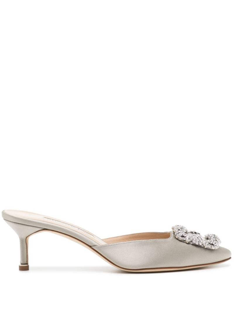 Manolo Blahnik Hangisimu jewel-buckle mules - Silver von Manolo Blahnik