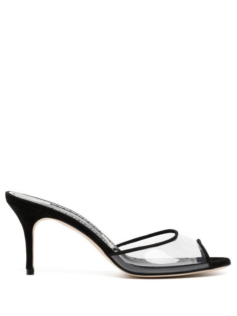 Manolo Blahnik Jadifa transparent heeled 70mm mules - Black von Manolo Blahnik