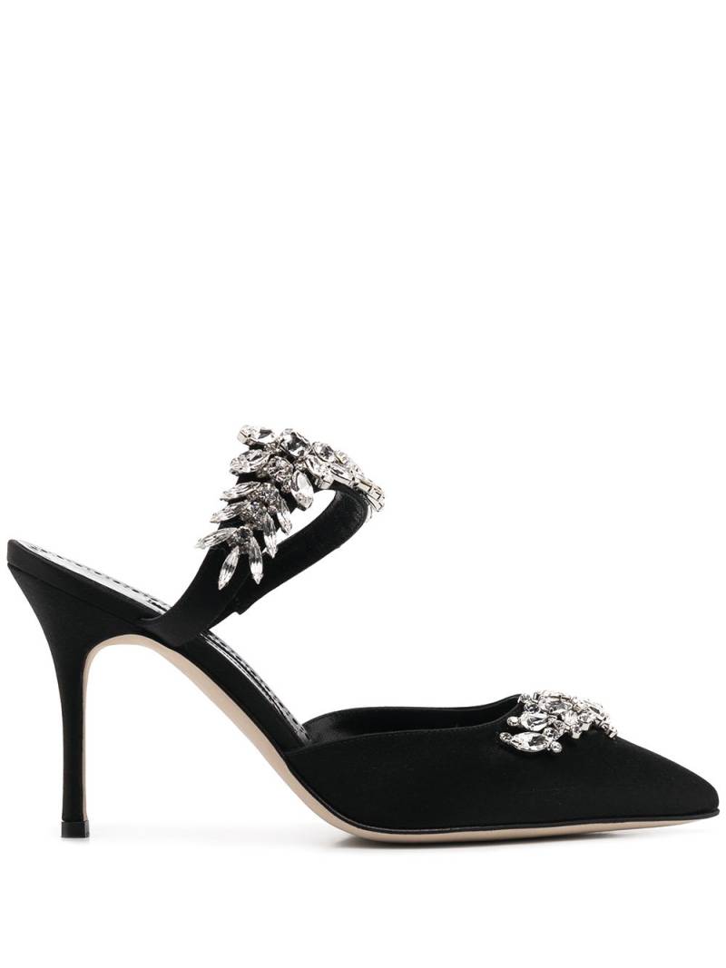 Manolo Blahnik Lurum 90mm embellished pumps - Black von Manolo Blahnik