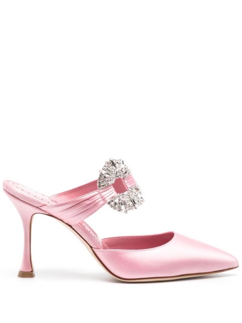 Manolo Blahnik Maidugura 90mm satin mules - Pink von Manolo Blahnik