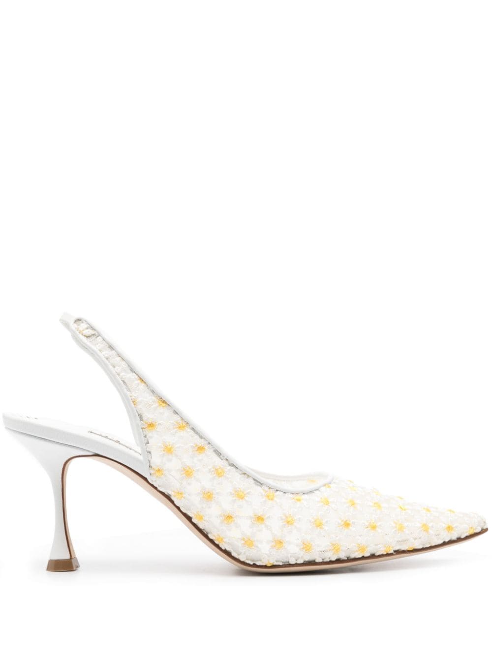 Manolo Blahnik Margolina 80mm floral-embroidered pumps - White von Manolo Blahnik