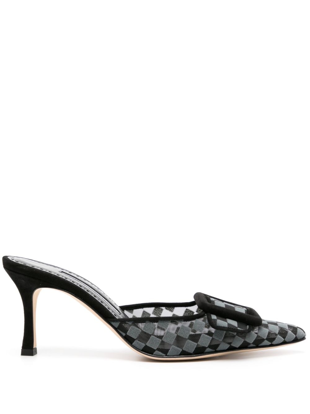 Manolo Blahnik Maysale 50mm checked mules - Black von Manolo Blahnik