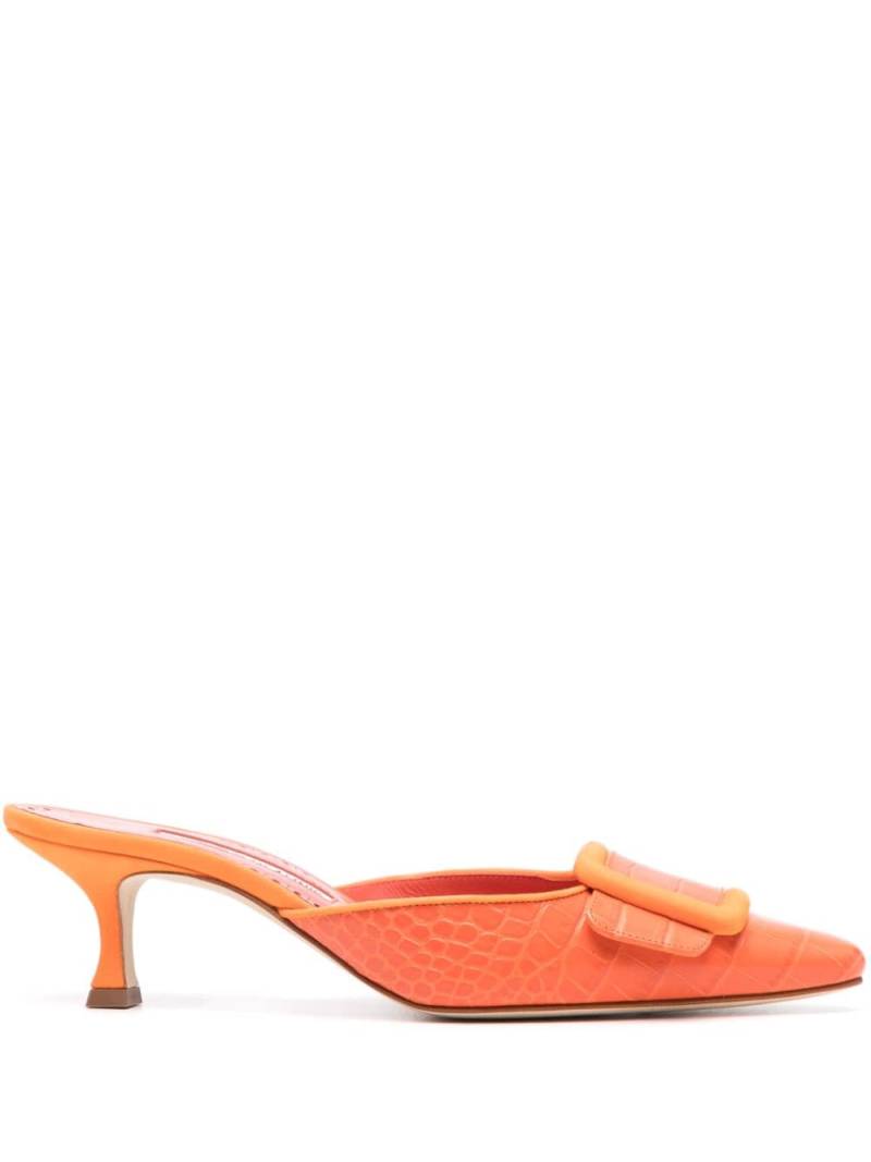 Manolo Blahnik Maysale 50mm leather mules - Orange von Manolo Blahnik