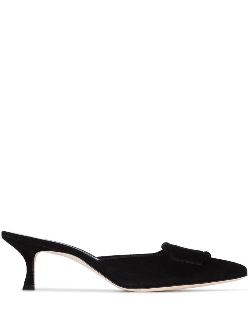 Manolo Blahnik Maysale 50mm suede mules - Black von Manolo Blahnik