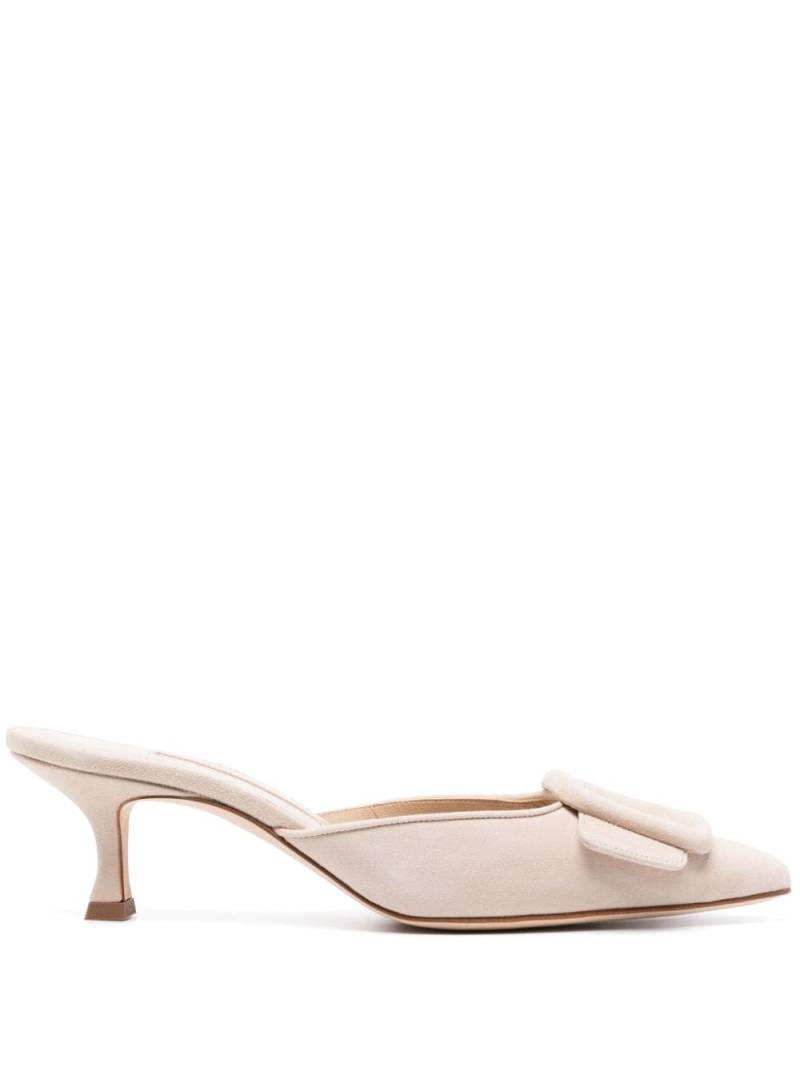 Manolo Blahnik Maysale 50mm suede pumps - Neutrals von Manolo Blahnik