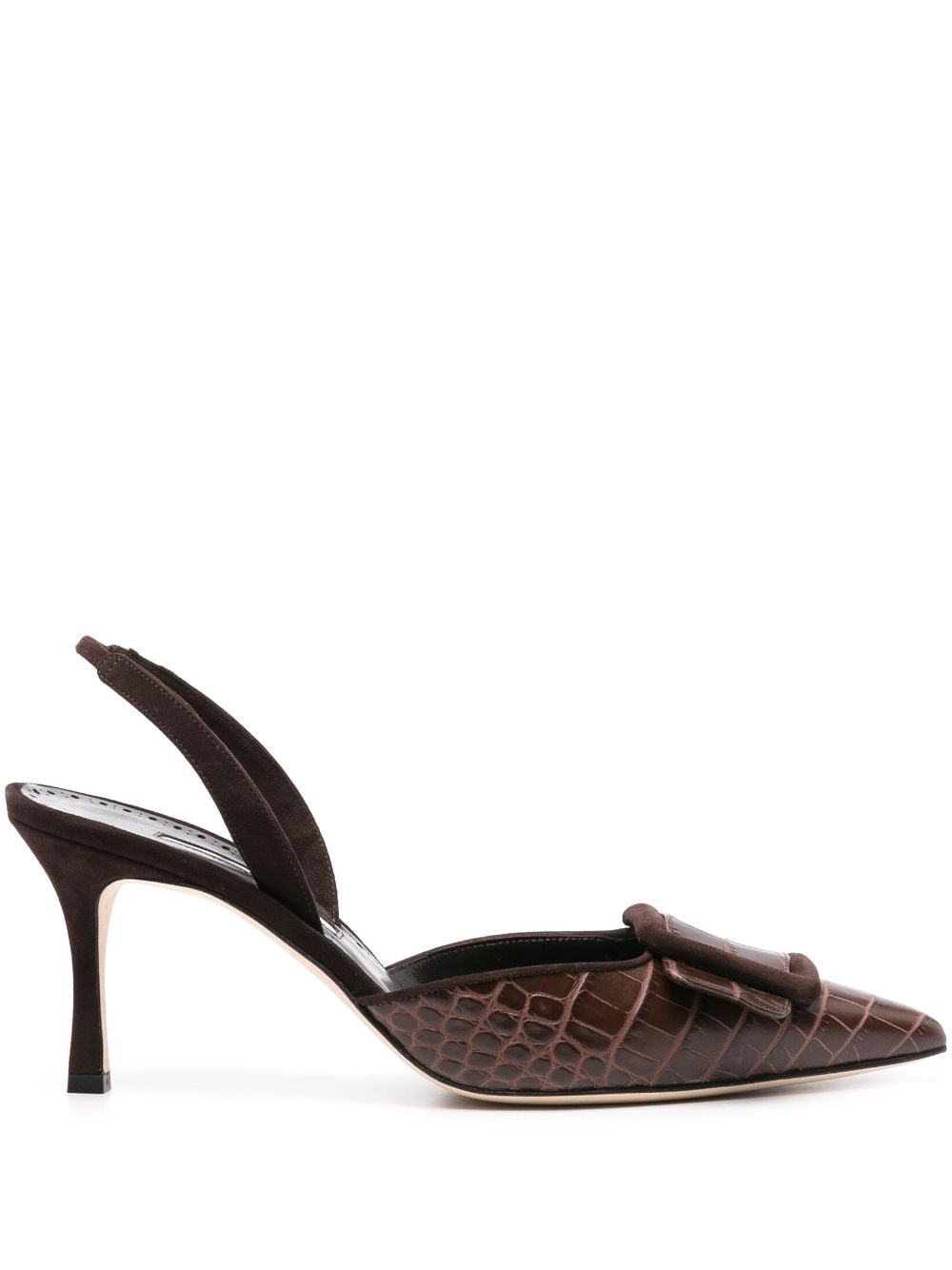 Manolo Blahnik Maysli 70mm embossed-crocodile pumps - Brown von Manolo Blahnik