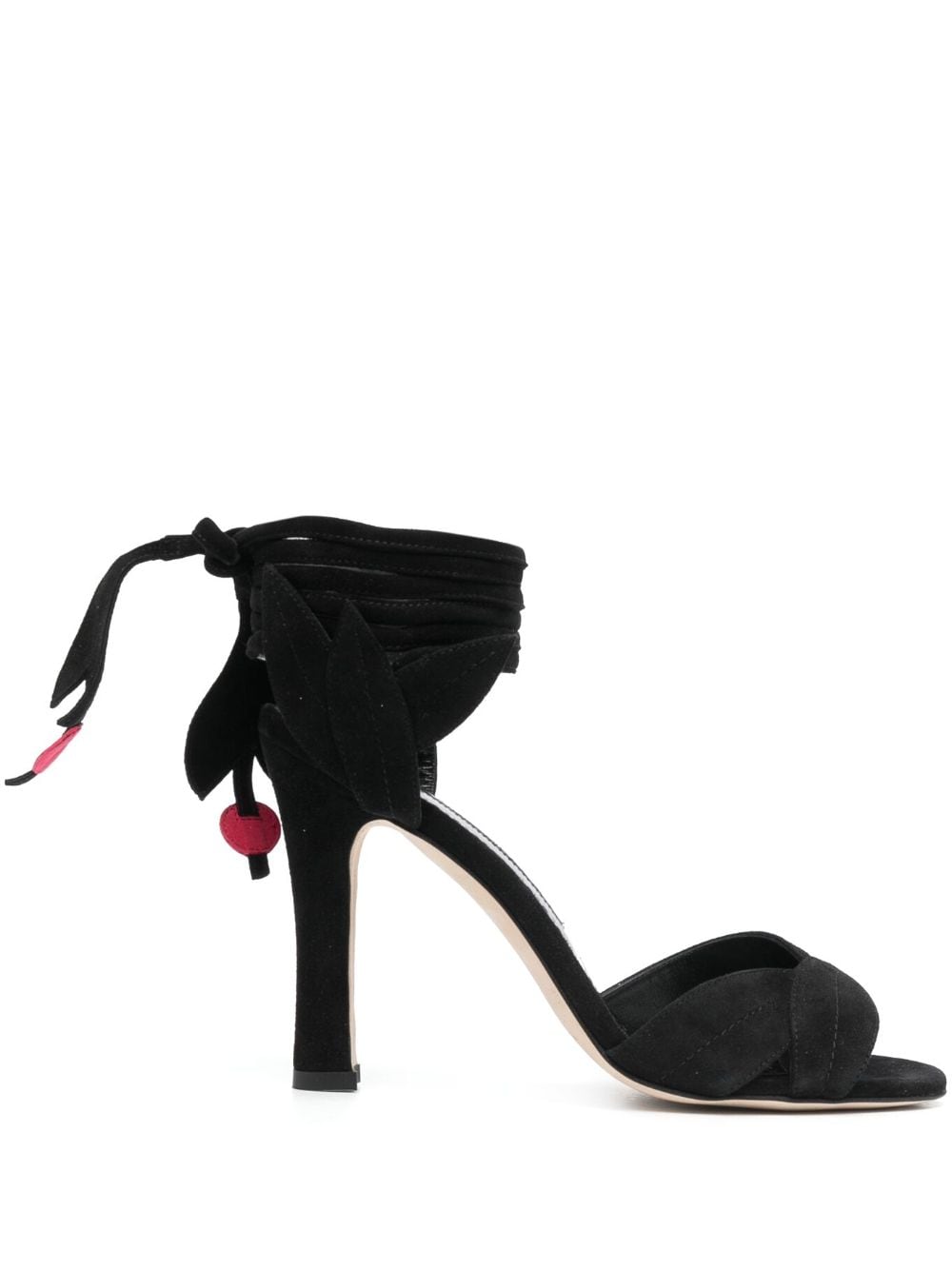 Manolo Blahnik Ossie 100mm open-toe suede sandals - Black von Manolo Blahnik