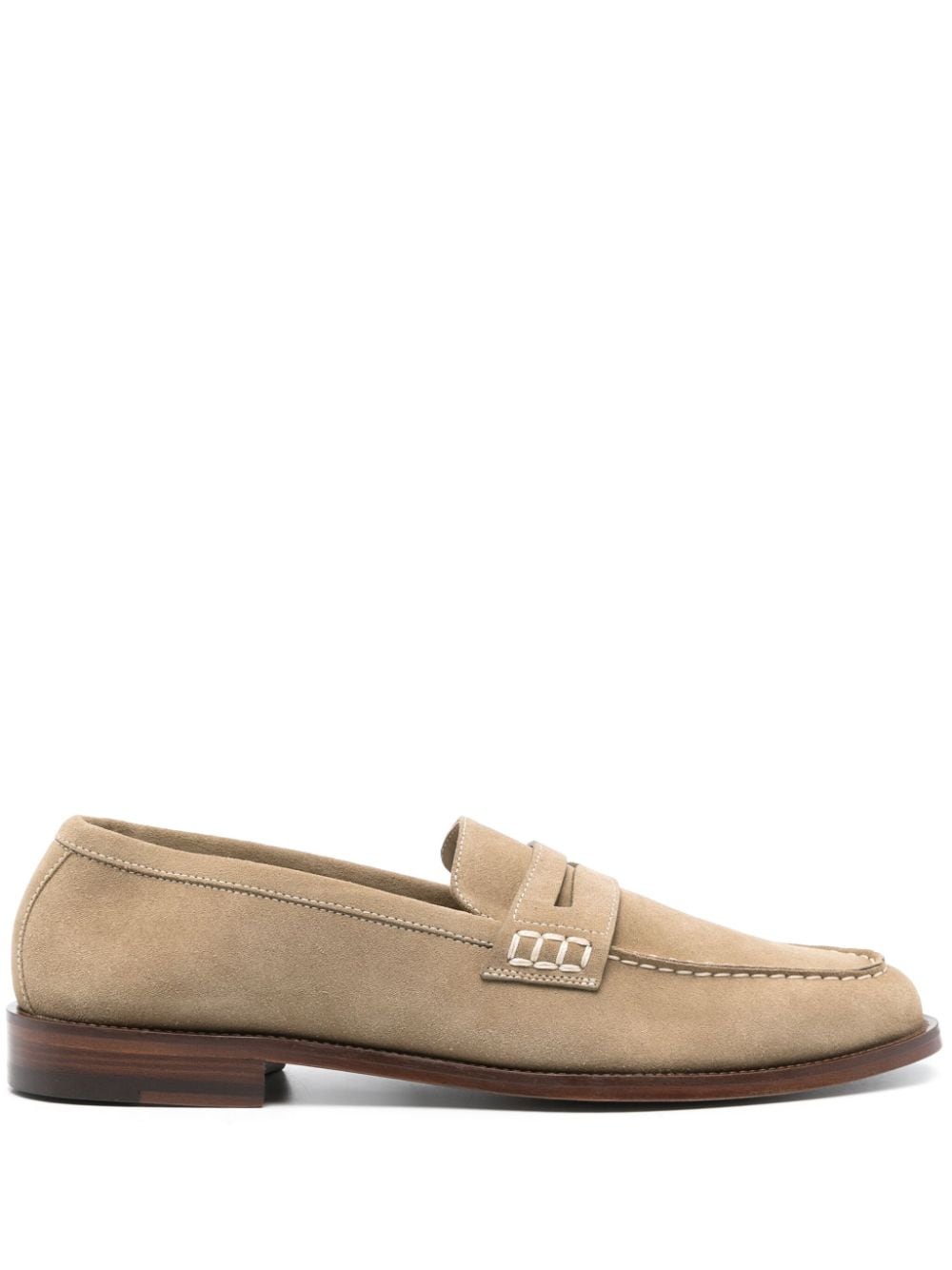 Manolo Blahnik Perry penny-slot suede loafers - Neutrals von Manolo Blahnik