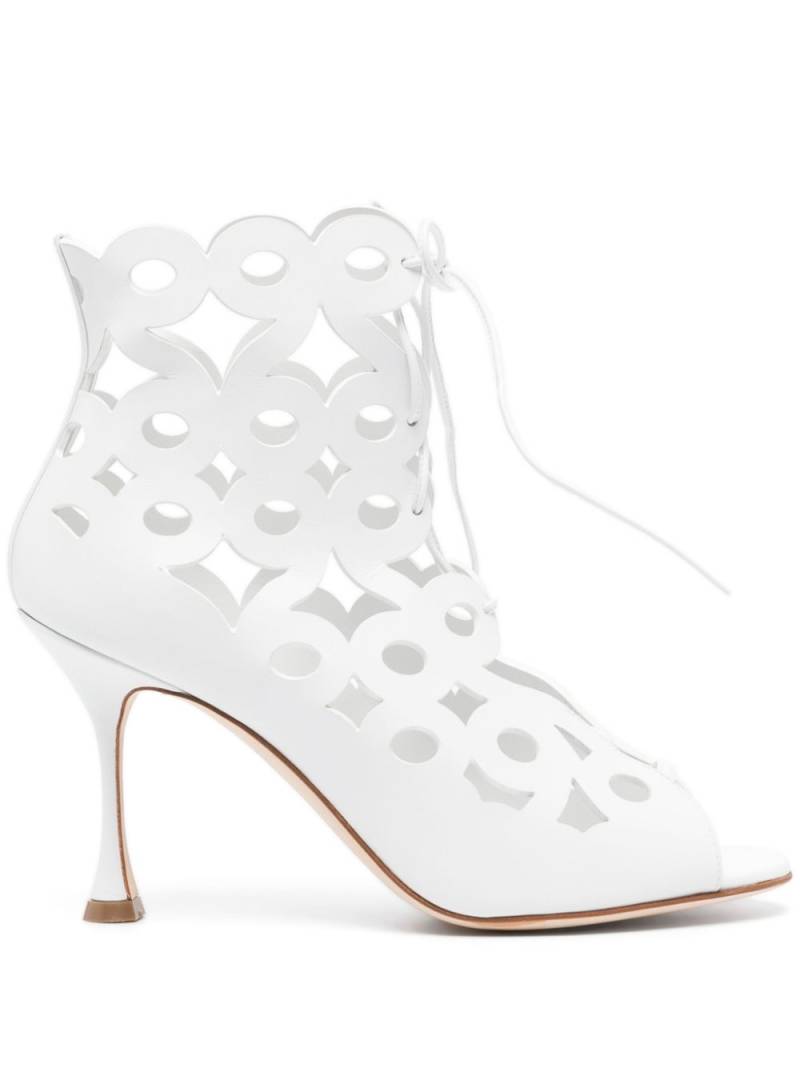 Manolo Blahnik Taralo 90mm cut-out boots - White von Manolo Blahnik