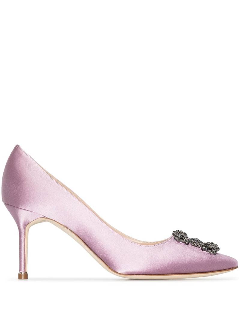 Manolo Blahnik crystal-embellished Hangisi 70mm pumps - Purple von Manolo Blahnik