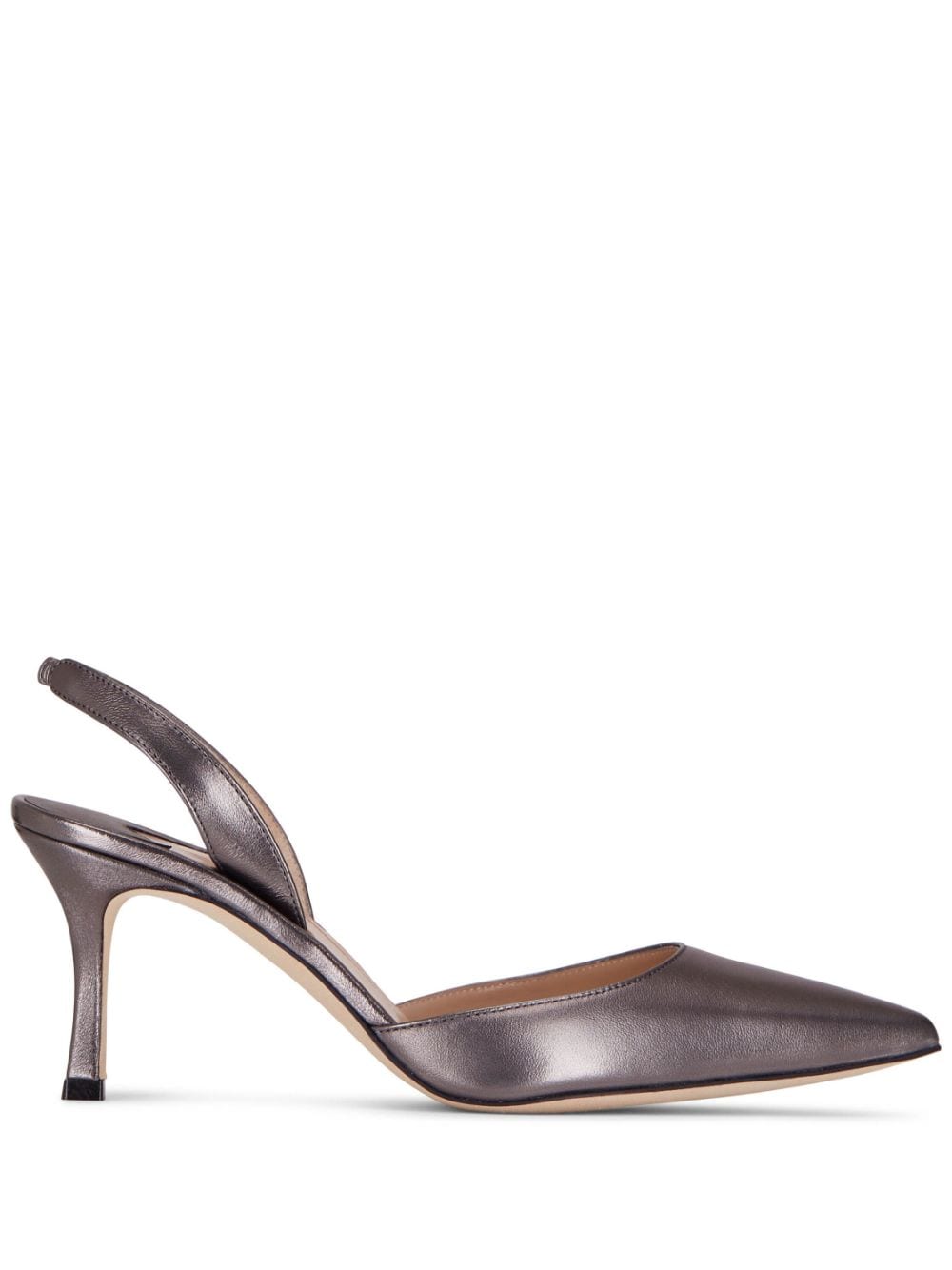 Manolo Blahnik metallic-effect slingback heeled pumps - Grey von Manolo Blahnik