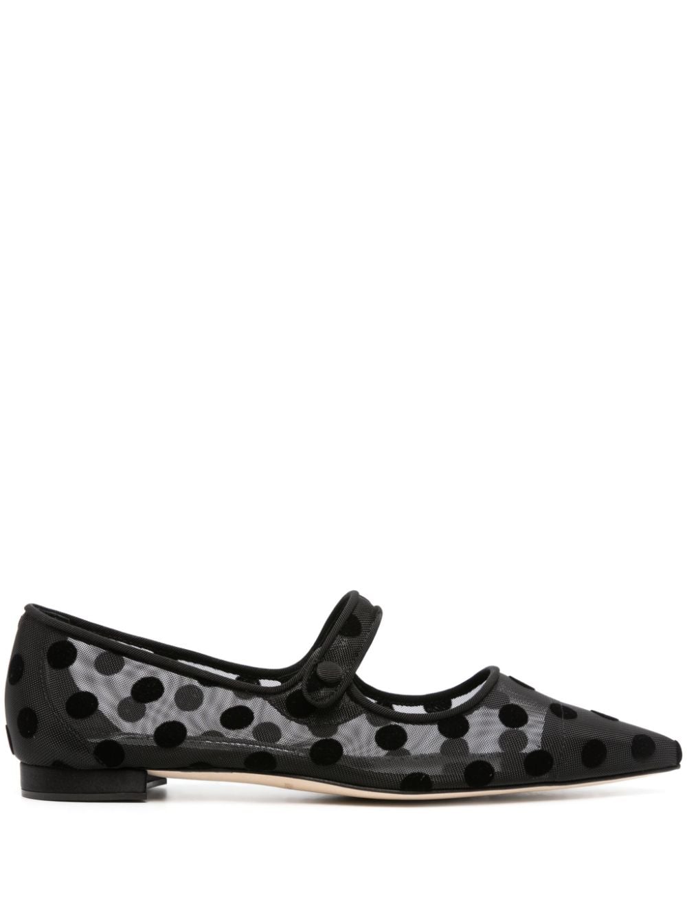 Manolo Blahnik polka-dot flat ballerina shoes - Black von Manolo Blahnik