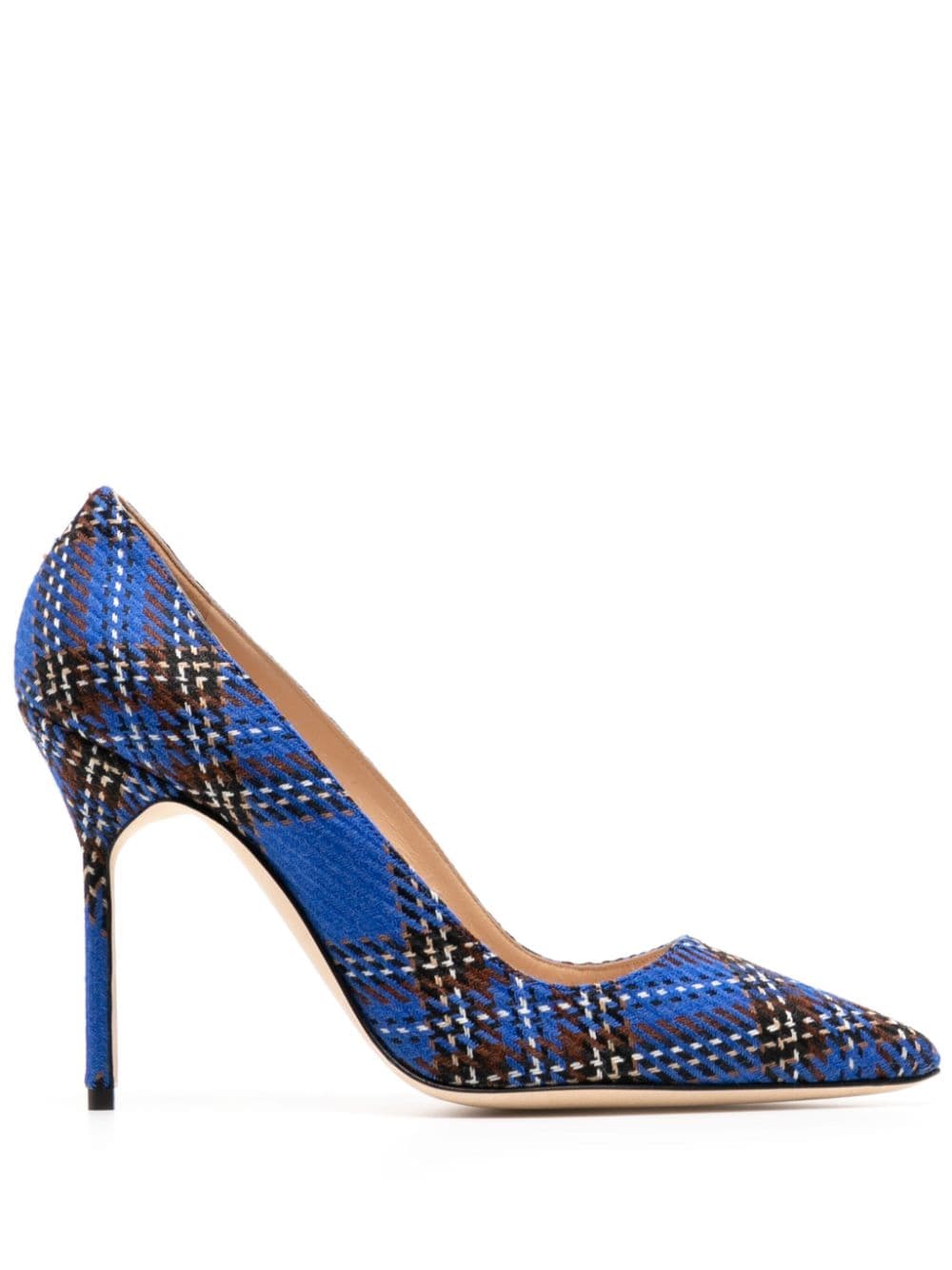 Manolo Blahnik tartan leather pumps - Blue von Manolo Blahnik