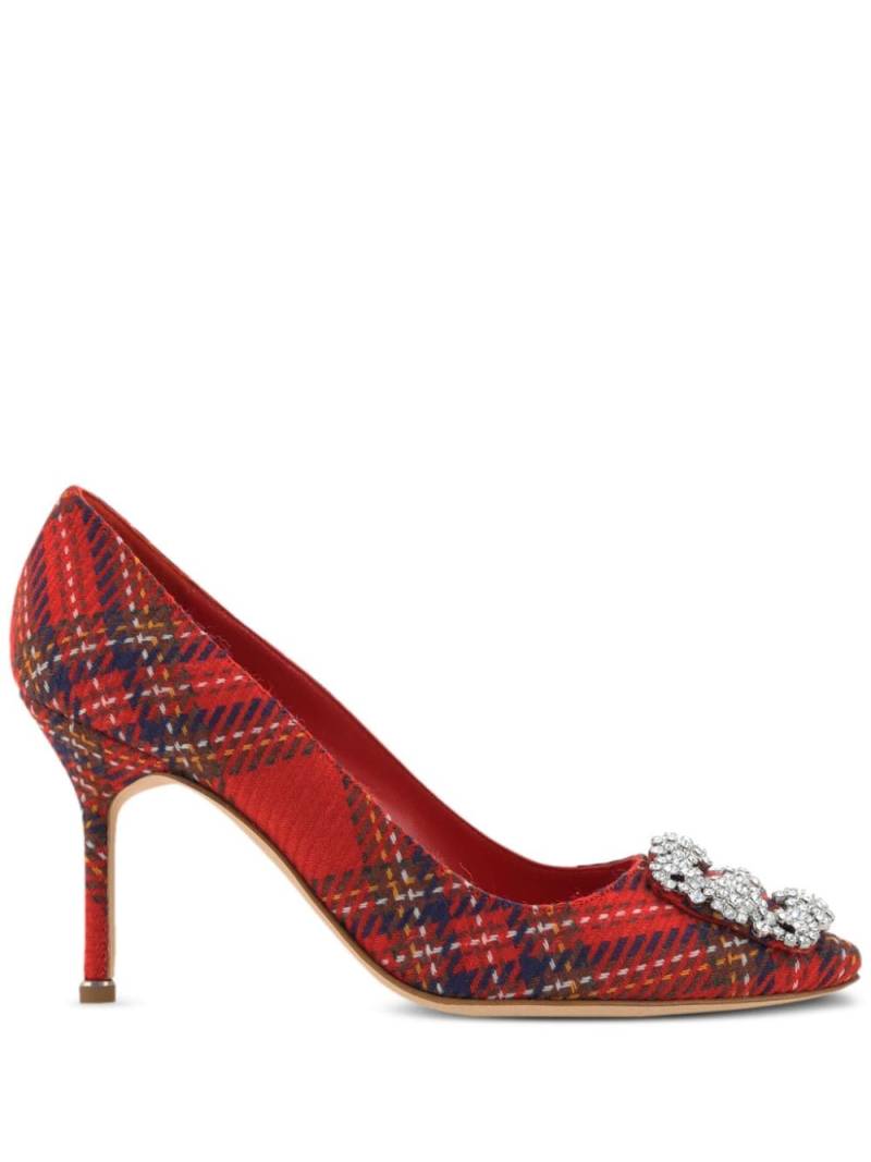 Manolo Blahnik wool tartan check pattern pumps - Red von Manolo Blahnik