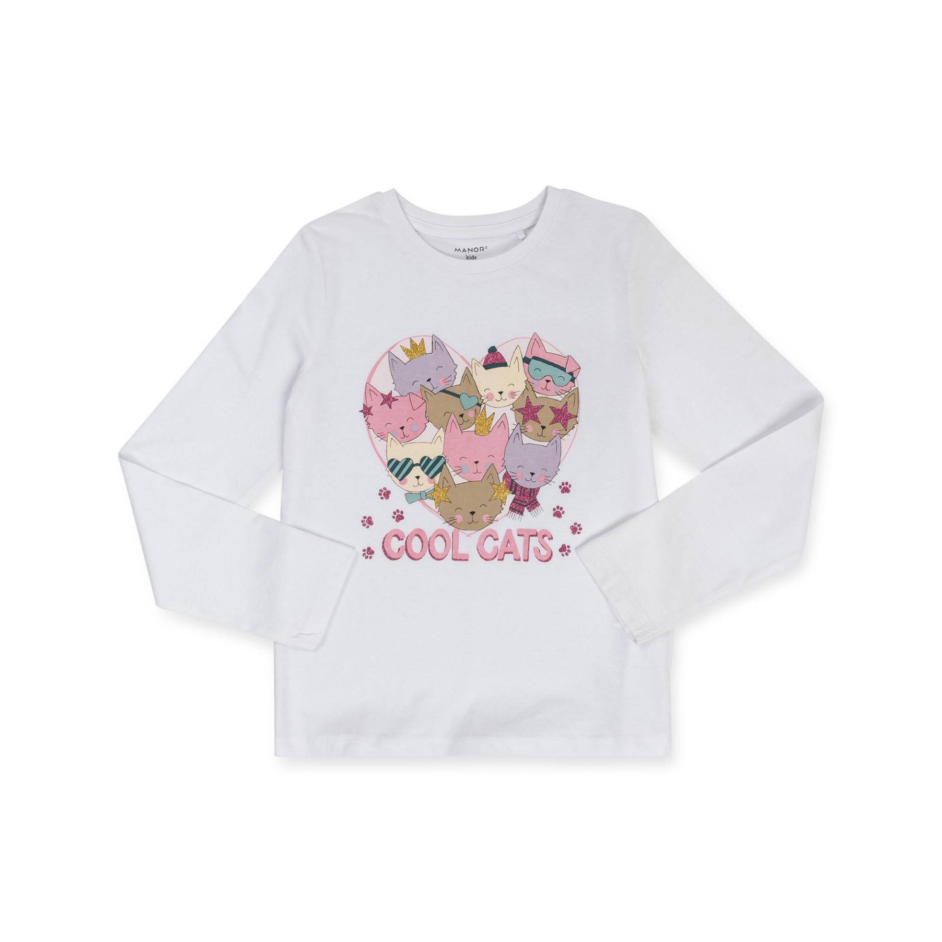 T-shirt, Langarm Mädchen Weiss 104 von Manor Kids