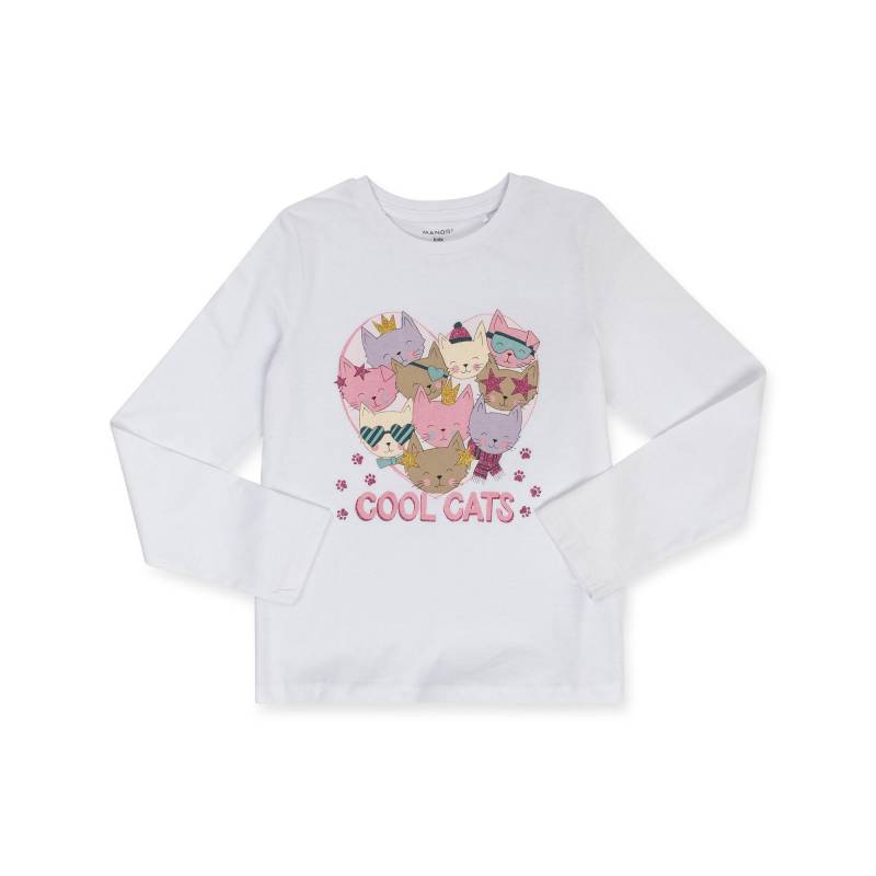 T-shirt, Langarm Mädchen Weiss 116 von Manor Kids