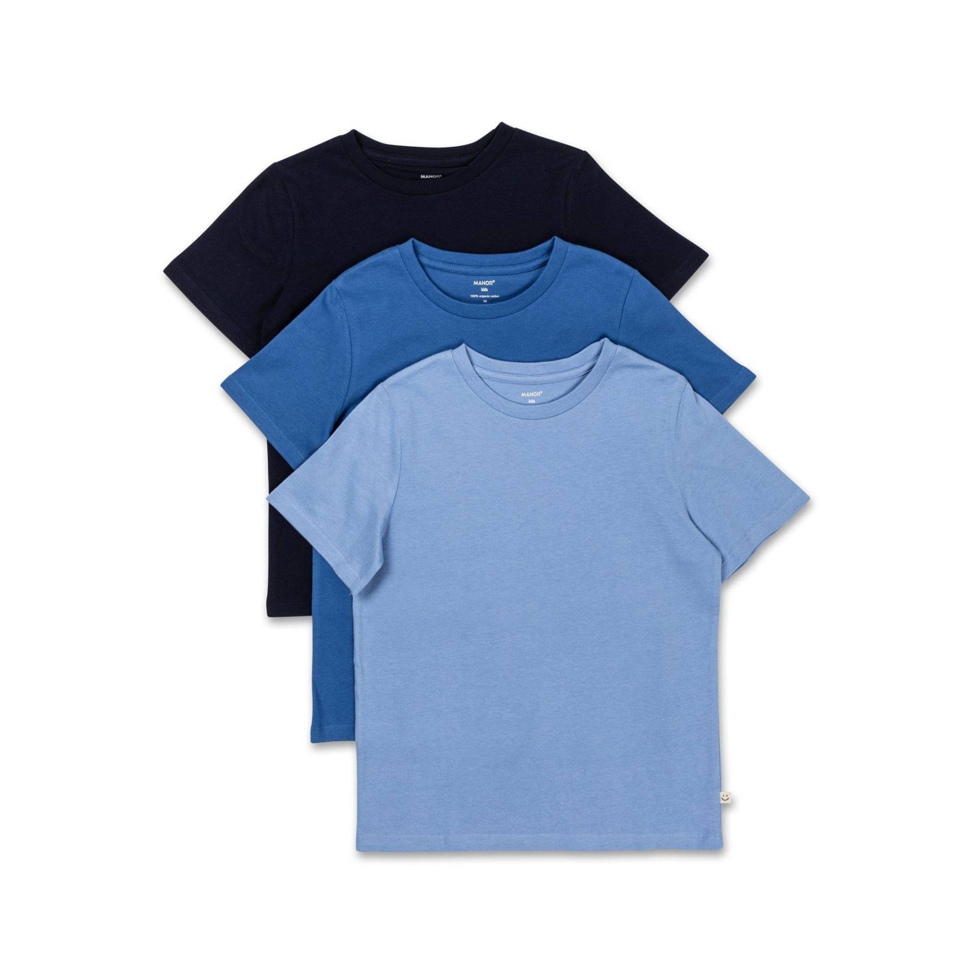 Triopack, T-shirts, Kurzarm Jungen Blau 128 von Manor Kids