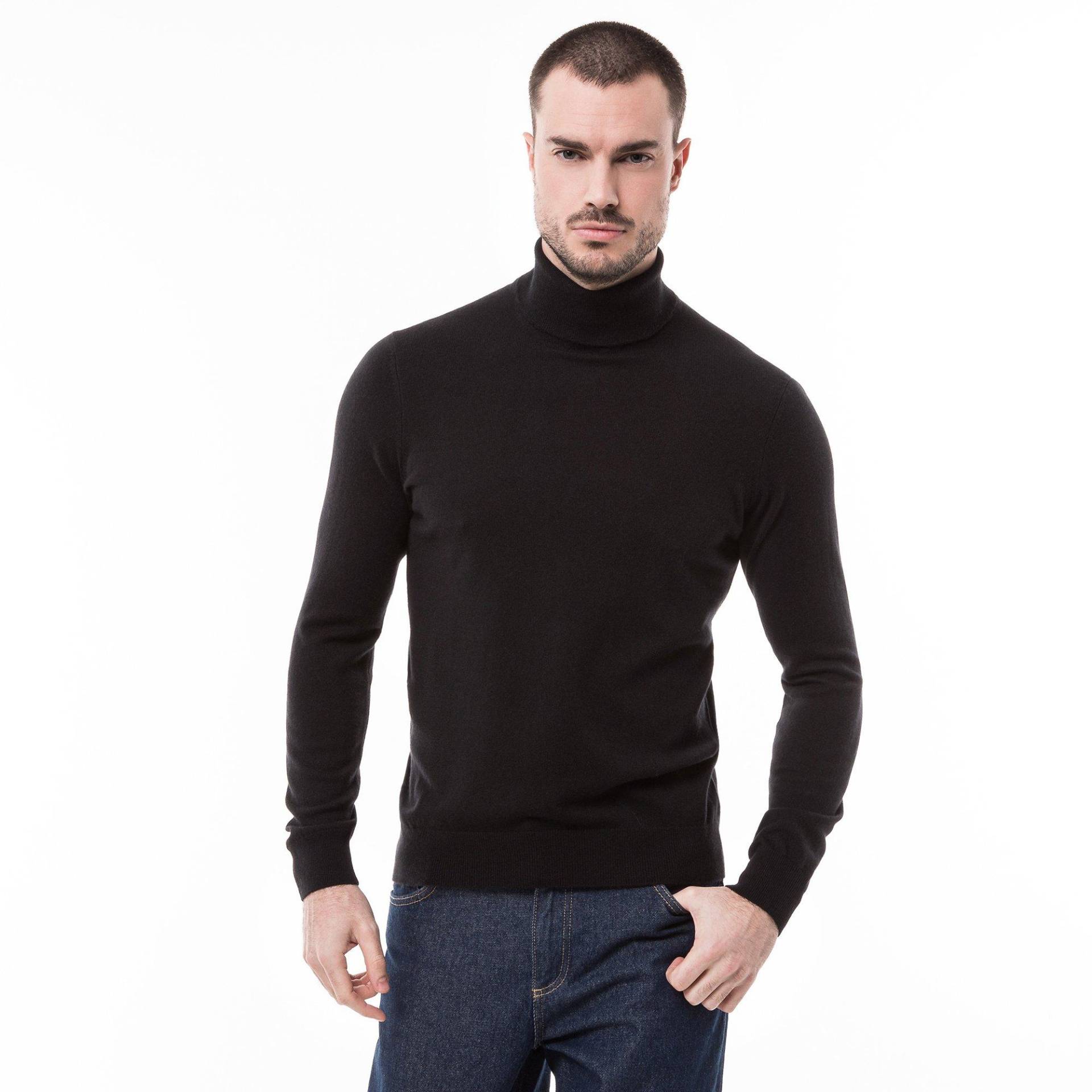 Cashmere-pullover, Rollkragen Herren Black S von Manor Man