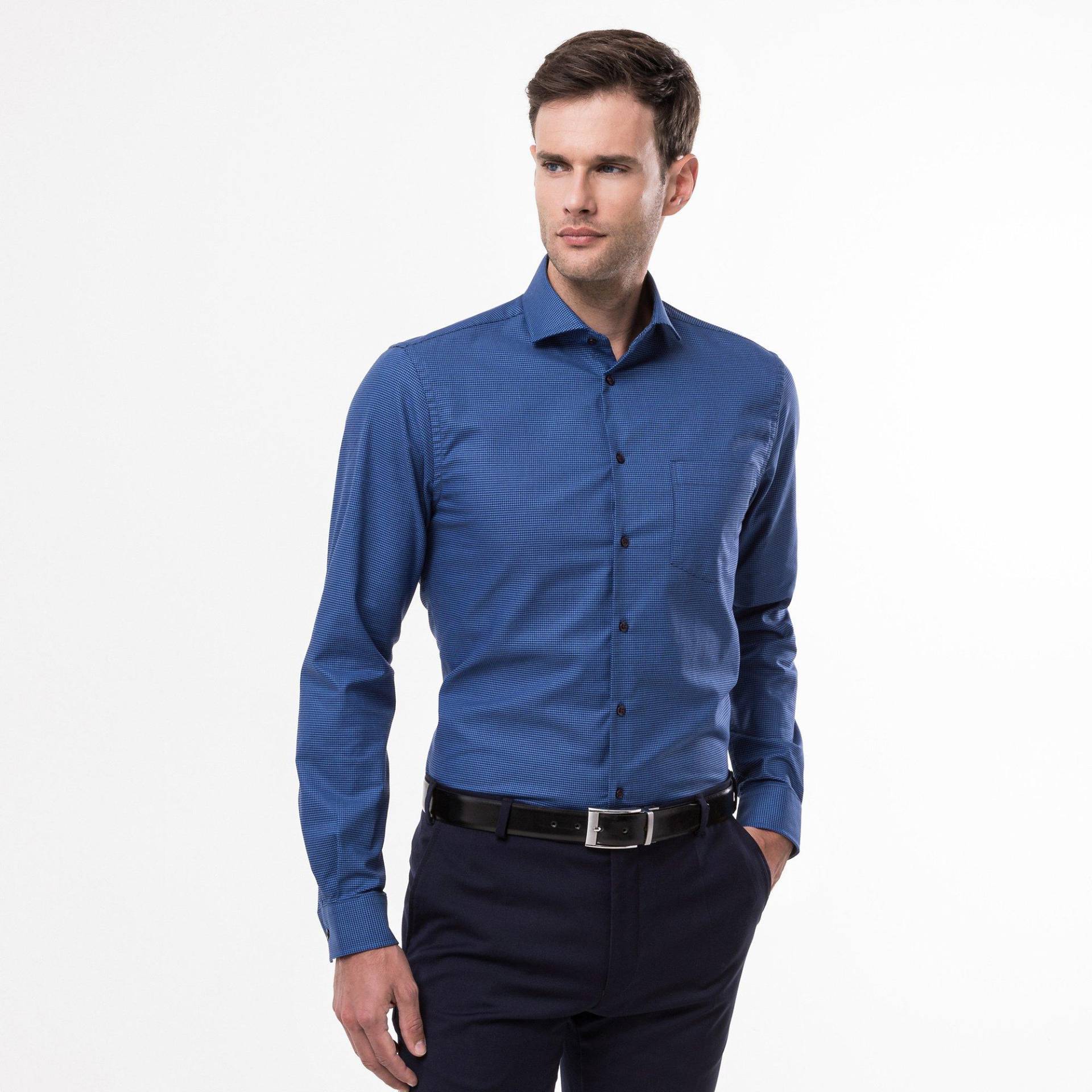 Hemd, Body Fit, Langarm Herren Blau XXL von Manor Man