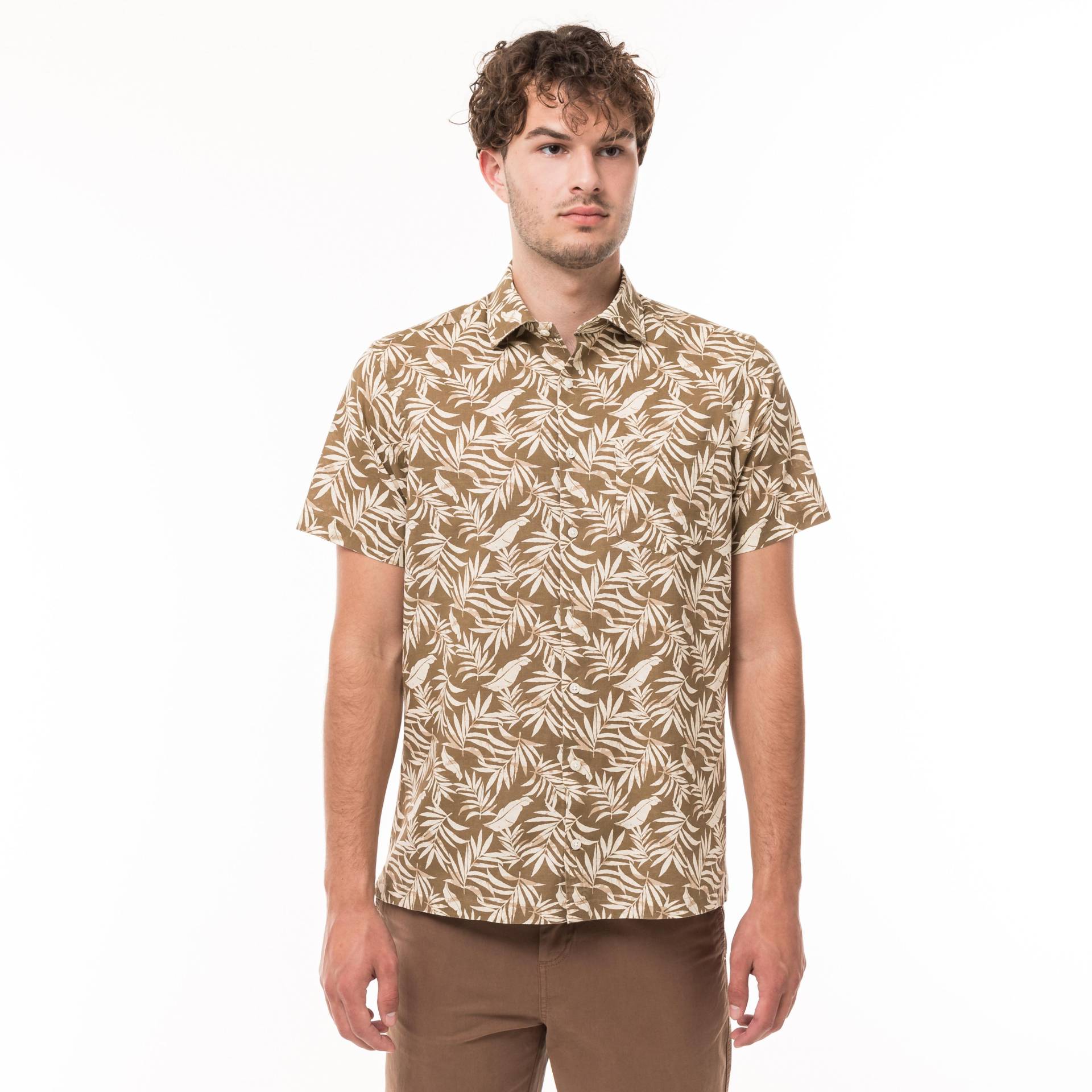 Hemd, Classic Fit, Kurzarm Herren Beige 3XL von Manor Man