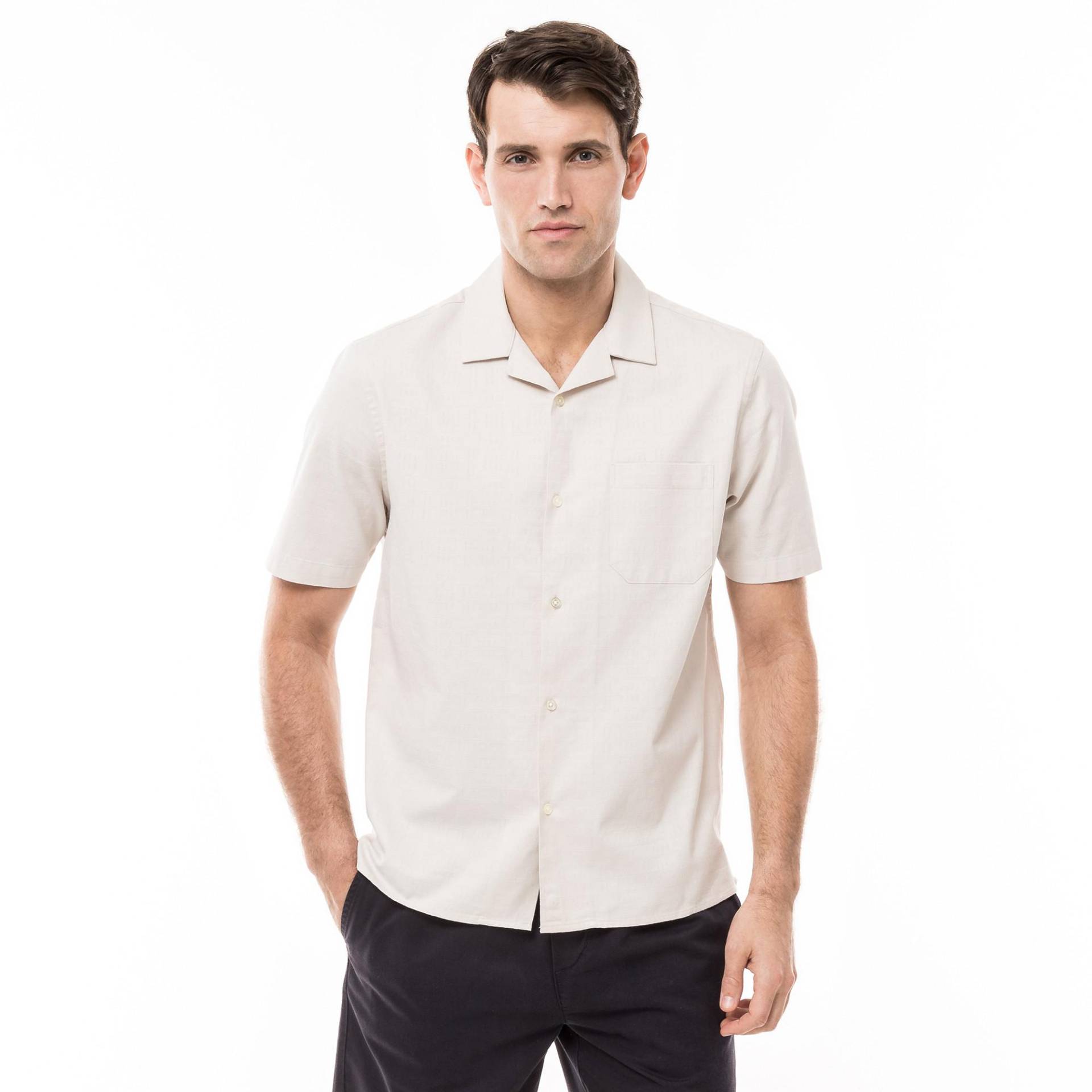 Manor Man - Hemd, Classic Fit, kurzarm, für Herren, Beige, Größe XL von Manor Man