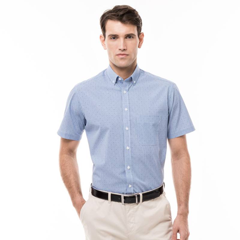 Hemd, Classic Fit, Kurzarm Herren Blau M von Manor Man