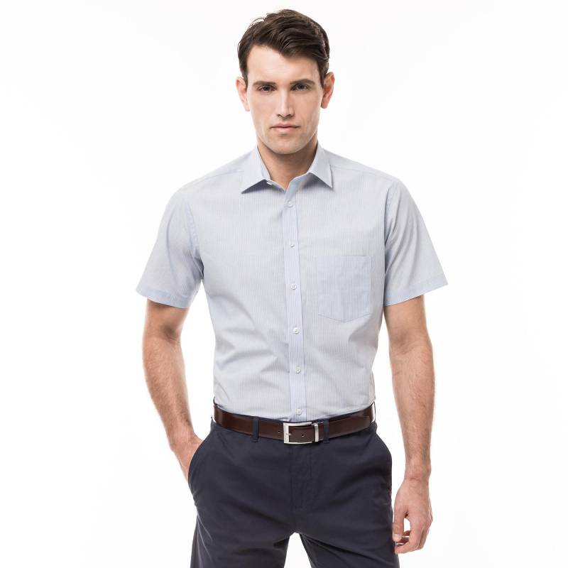 Manor Man - Hemd, Classic Fit, kurzarm, für Herren, Grau, Größe M von Manor Man