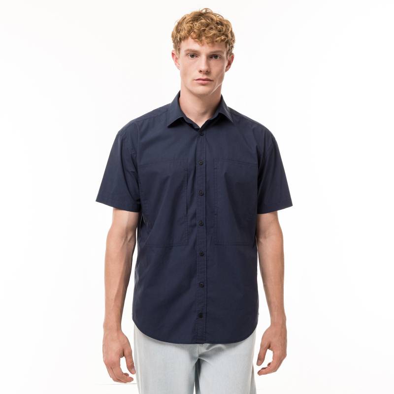 Hemd, Classic Fit, Kurzarm Herren Marine XXL von Manor Man